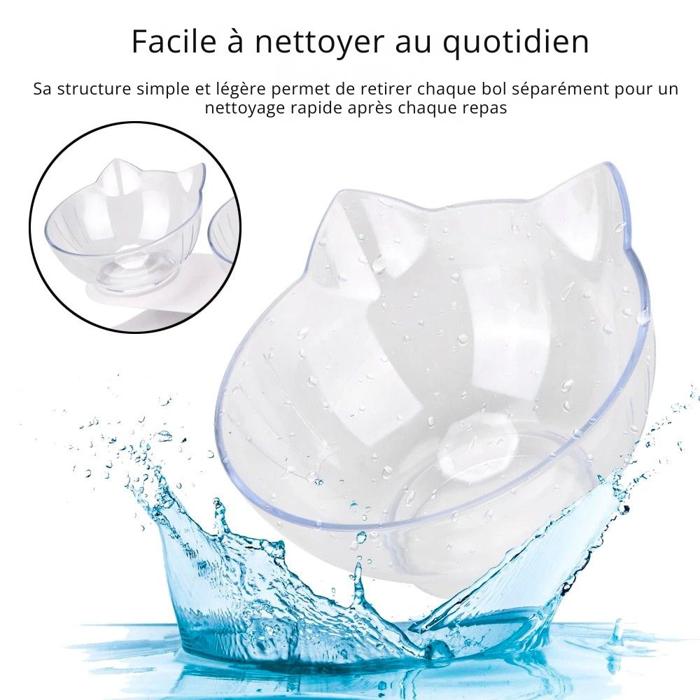 Bol surélevé 15° Zoo Chic™ – Confort & bien-être pour chats et petits chiens