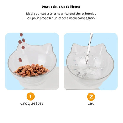 Bol surélevé 15° Zoo Chic™ – Confort & bien-être pour chats et petits chiens