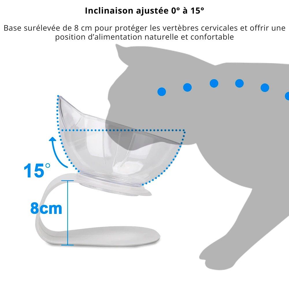 Bol surélevé 15° Zoo Chic™ – Confort & bien-être pour chats et petits chiens