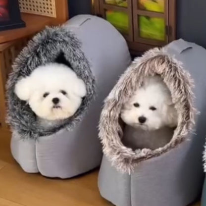 Maison-coussin d’hiver pour chat – Nid chaud épaissi, design grotte ultra-confort