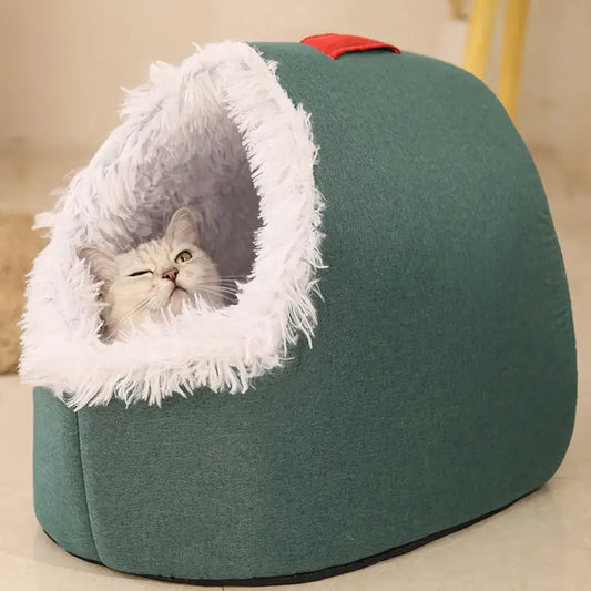Maison-coussin d’hiver pour chat – Nid chaud épaissi, design grotte ultra-confort
